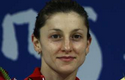 Yulia Pakhalina poses with the silver medal for the women's 3m springboard diving final at the National Aquatics Center during the Beijing 2008 Olympic Games August 17, 2008.