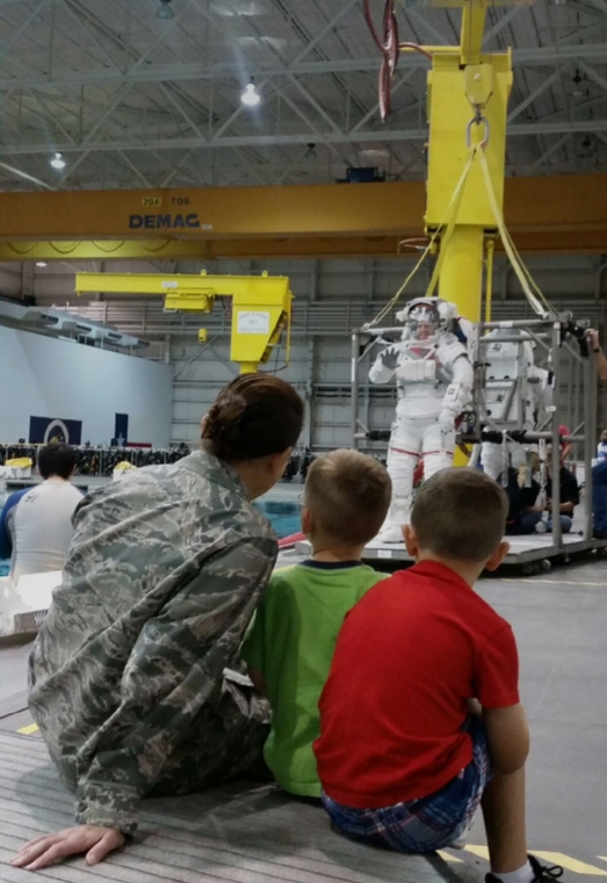 Family looking at Astronaut Hague 