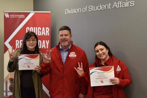 Bridget Portier (Right), Associate Director of CARS (Conference and Reservation Services) and Events and Hospitality for the Student Centers, pictured with Vice Chancellor/Vice President for Student Affairs, Dr. Paul Kittle.