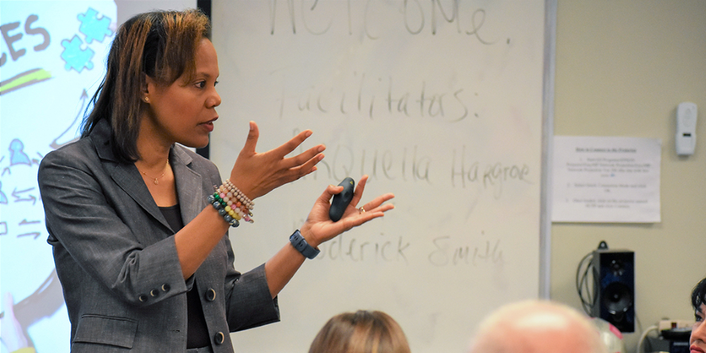 Instructor Arquella Hargrove teaching class