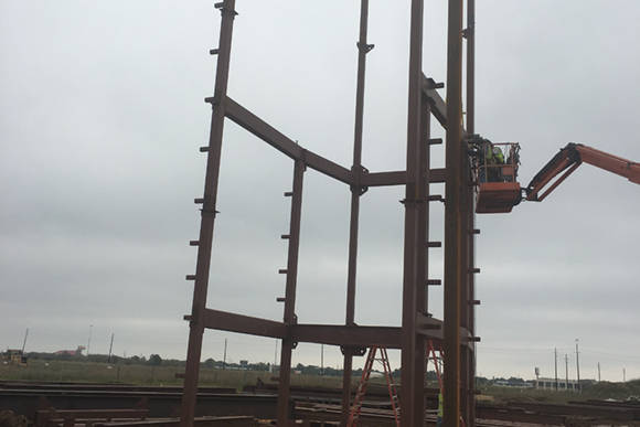 The structure of a building being constructed