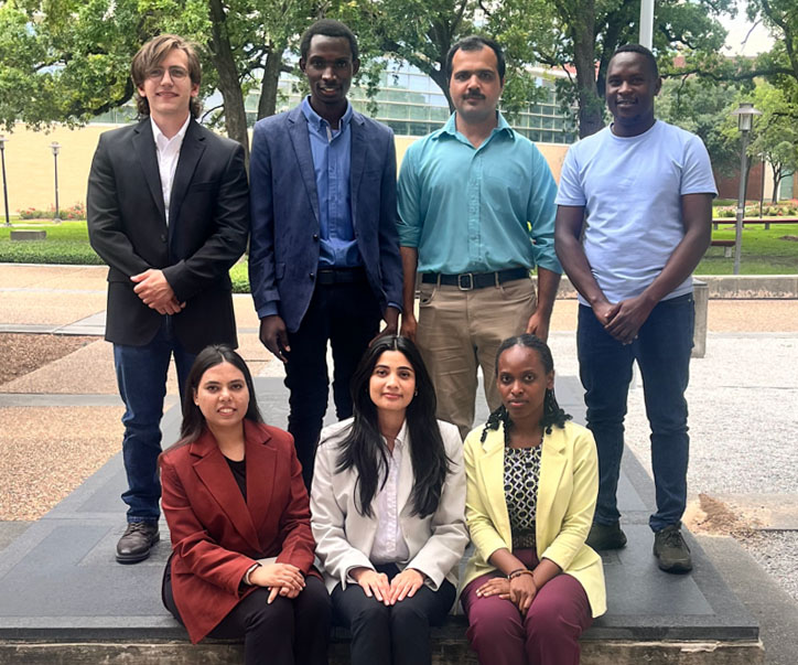 Top, L to R: A. Karimaghaei, S. Kazibwe, A. Khan, and Paul Byaruhanga (2024 Hawley Scholarship Winner); Bottom, L to R: I. Zahid, FNU Vidhi, A. B. Niyikiza.