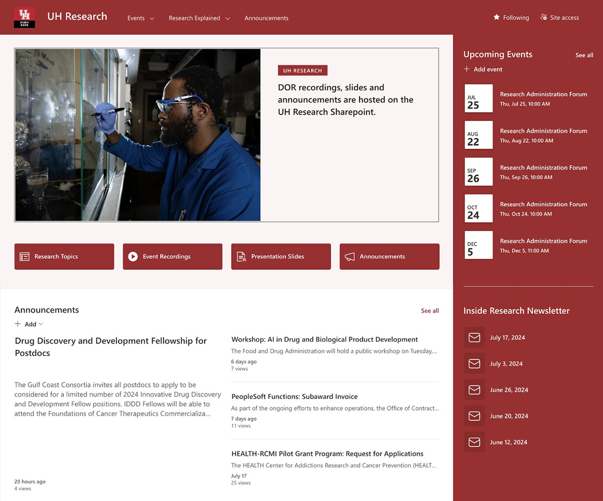 UH Research SharePoint 