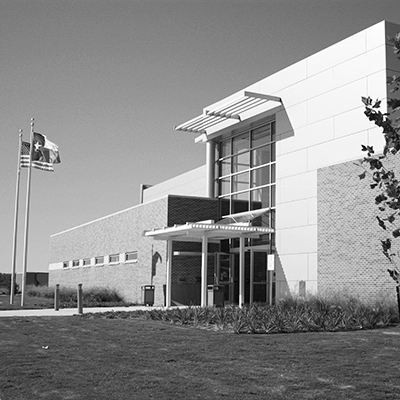 Front entrance to a two story building